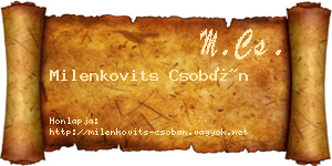 Milenkovits Csobán névjegykártya